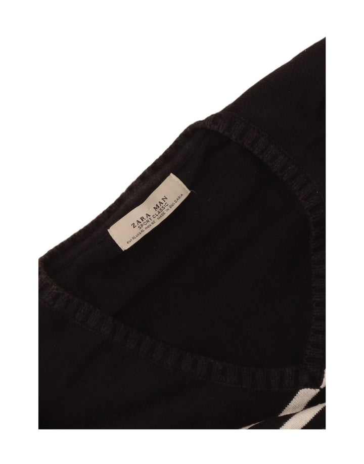 Pulover pentru bărbați Zara, cu decolteu în V, XL, cu dungi negre