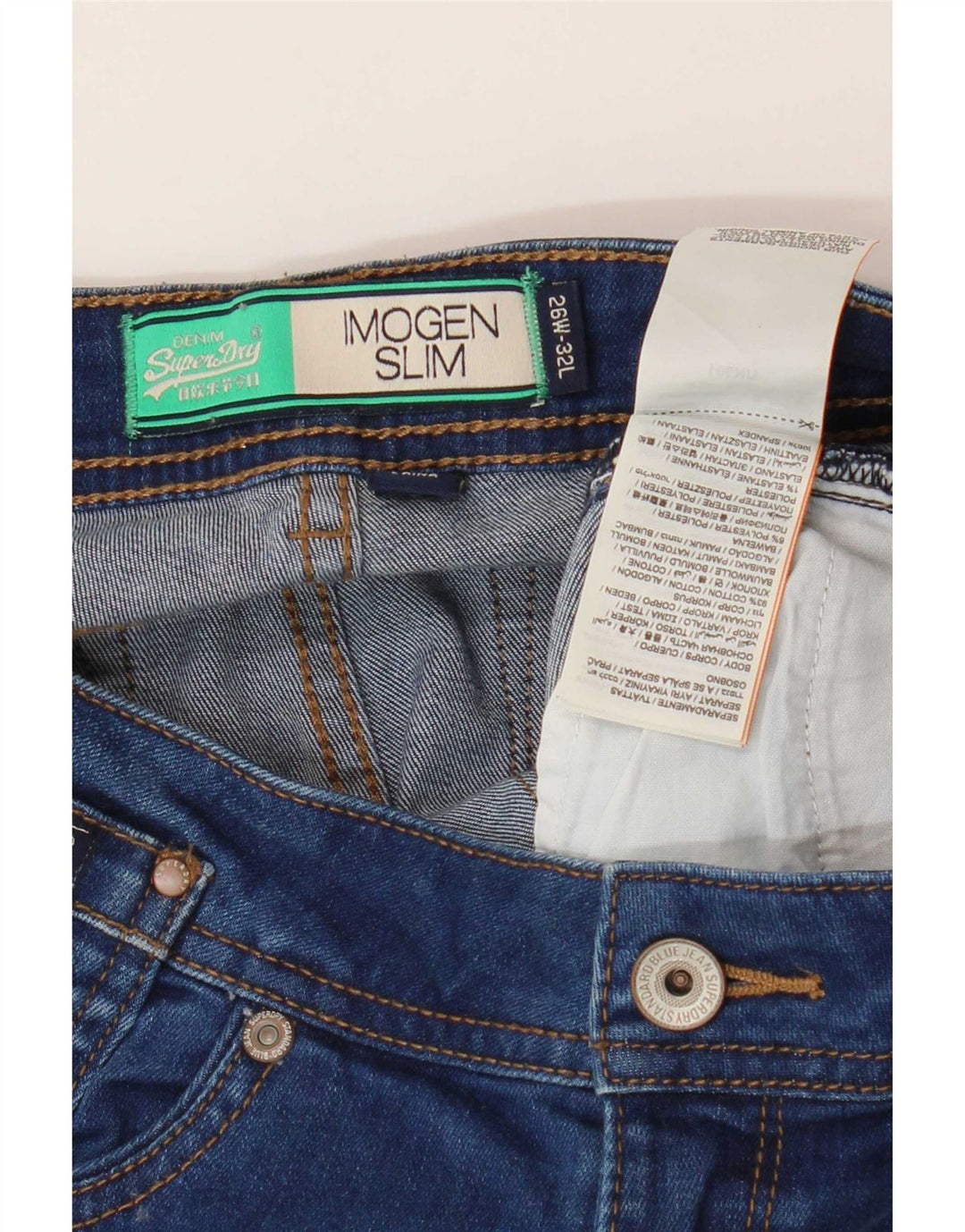 Blugi Superdry Imogen Slim pentru femei W26 L32 Bumbac albastru