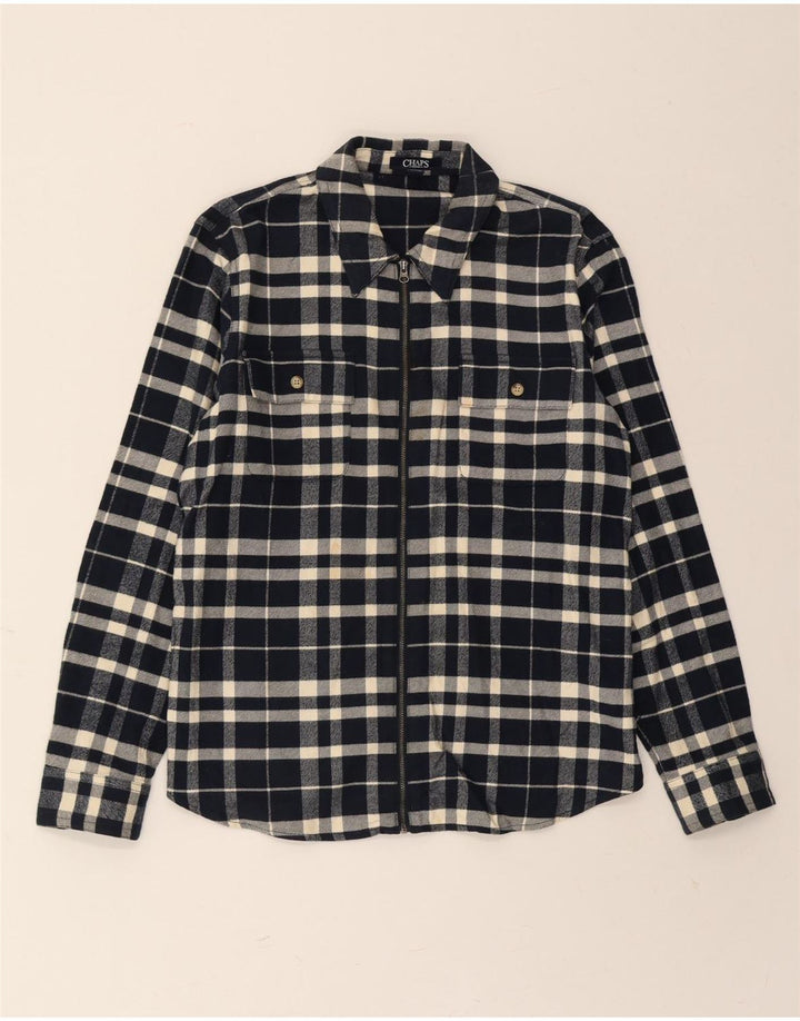 CHAPS Mens Flannel Shirt Large Navy Blue Check Cotton Vintage Chaps and Second-Hand Chaps from Messina Hembry 
