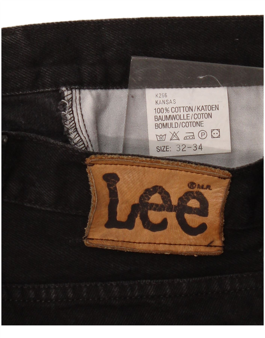 Lee Kansas Straight Jeans W32 L30 bumbac negru pentru bărbați