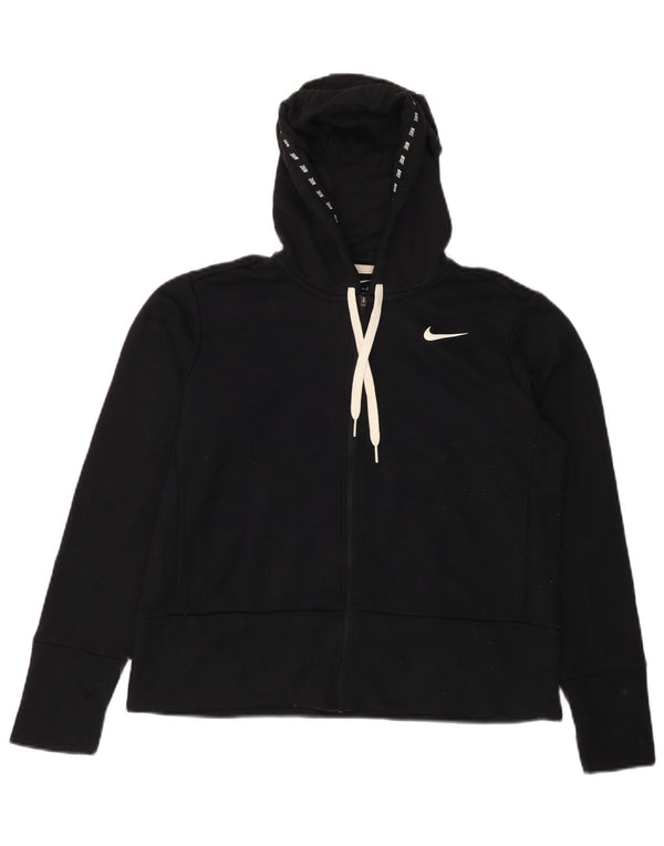Pulover NIKE pentru femei Dri Fit supradimensionat cu fermoar cu capotă UK 10 Mic Negru