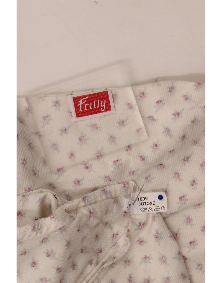 Bluză cămașă pentru femei VINTAGE UK 10 mic, bej, floral, bumbac