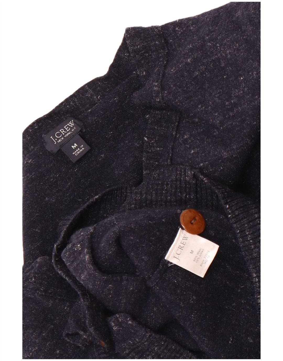 Pulover cardigan pentru bărbați J. Crew, slim fit, lână cu pete albastru bleumarin mediu