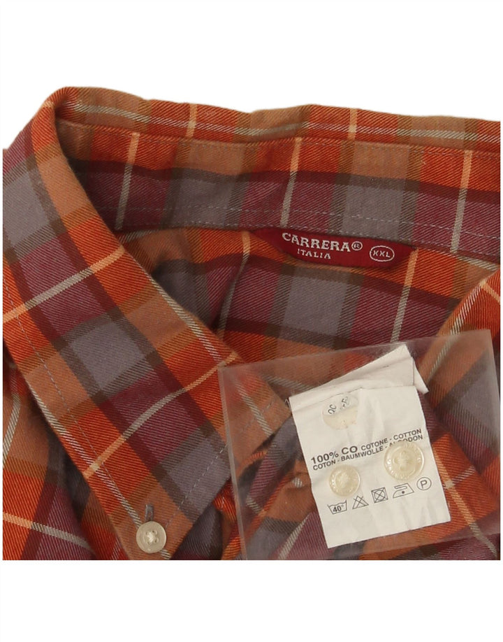 Cămașă de flanel pentru bărbați Carrera 2XL, bumbac cu carouri portocalii