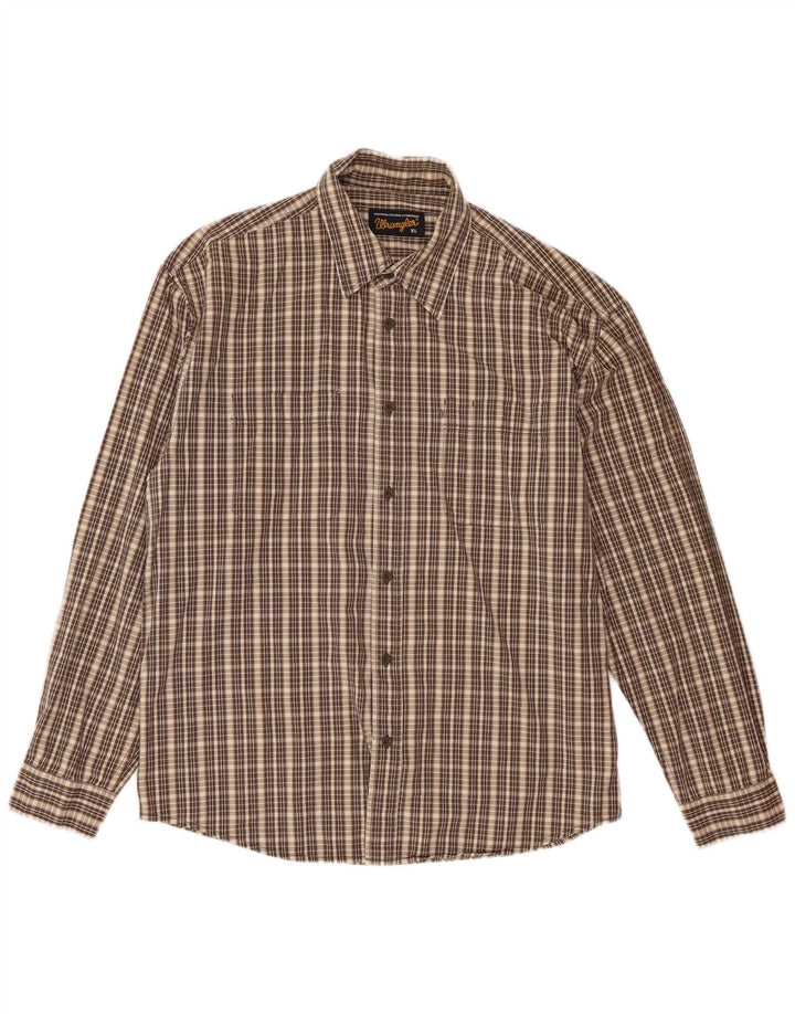 Cămașă de flanel pentru bărbați Wrangler XL, bumbac cu carouri maro