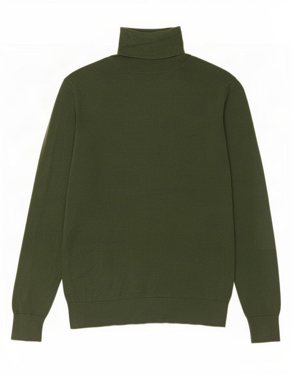 Pulover pentru femei Massimo Dutti cu gât rulat din mătase verde mediu UK 12