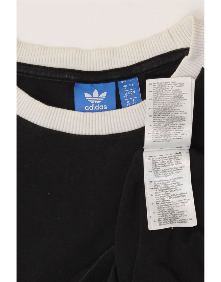 Adidas pentru femei Top cu mânecă lungă UK 12 Medium Black Bumbac