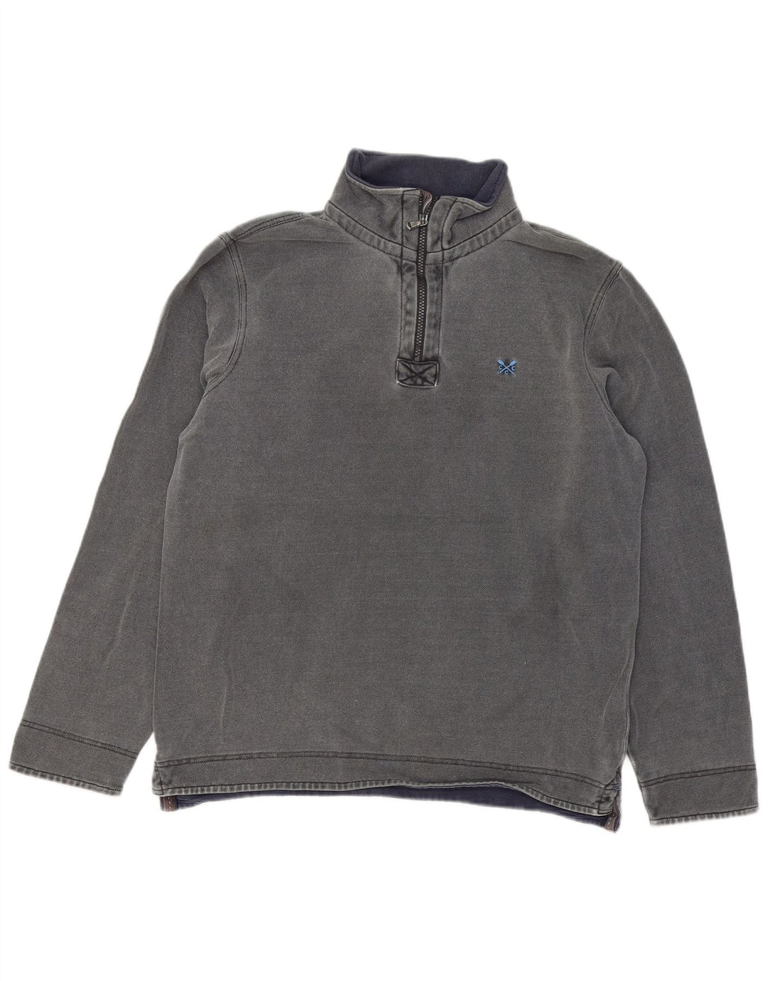 Crew Clothing Hanorac pentru bărbați cu fermoar și gât Jumper Bumbac mediu gri
