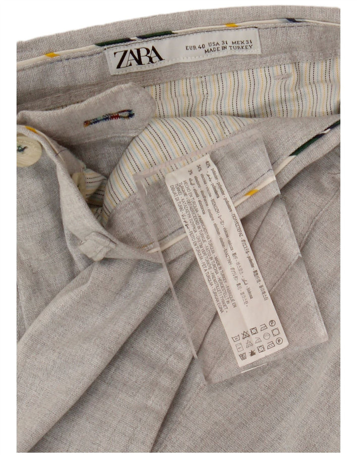 Pantaloni chino slim pentru bărbați Zara EU 40 Mediu L31 L29 Gri Poliester