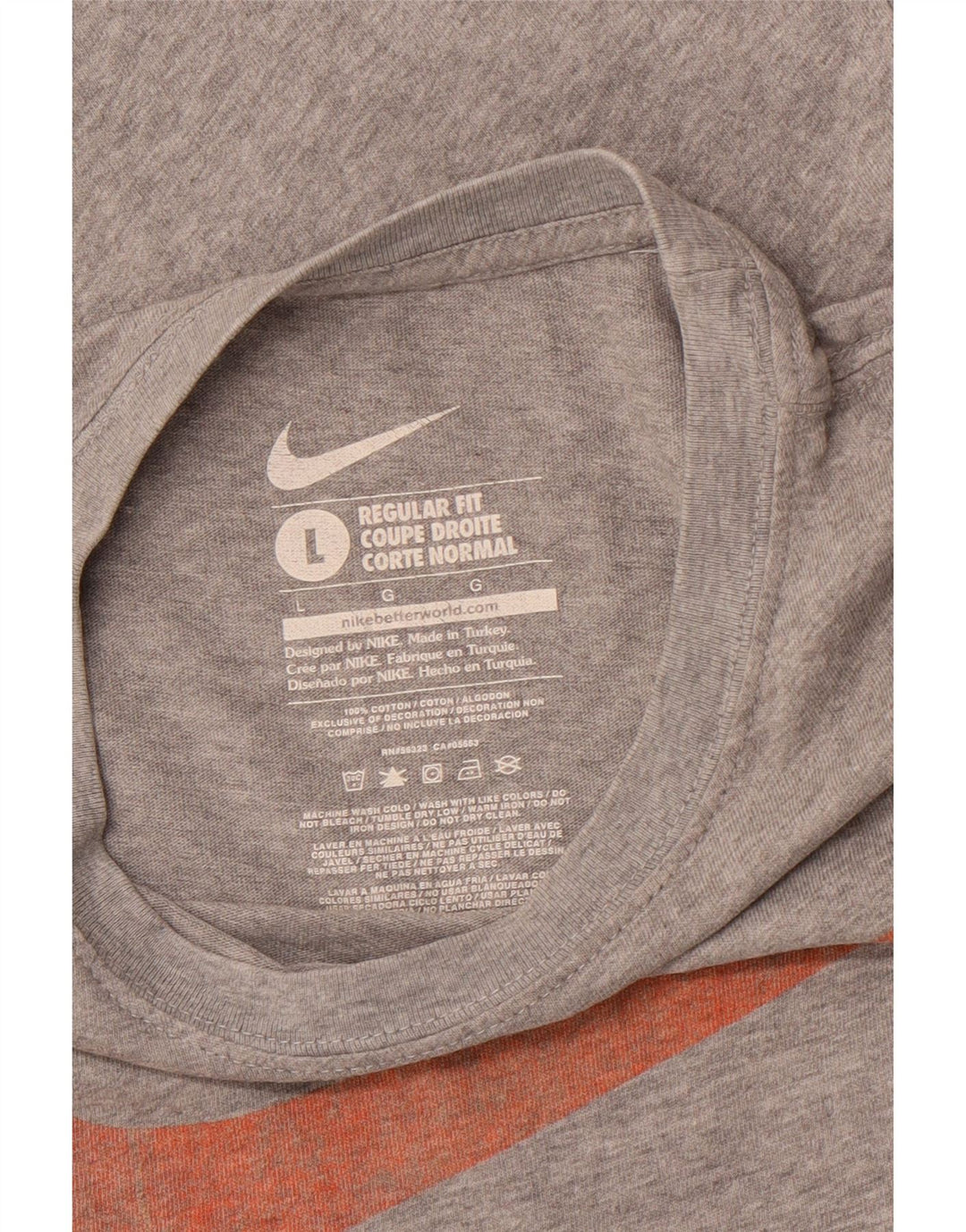 Tricou grafic NIKE pentru bărbați, cu croială obișnuită, mare, gri, bumbac