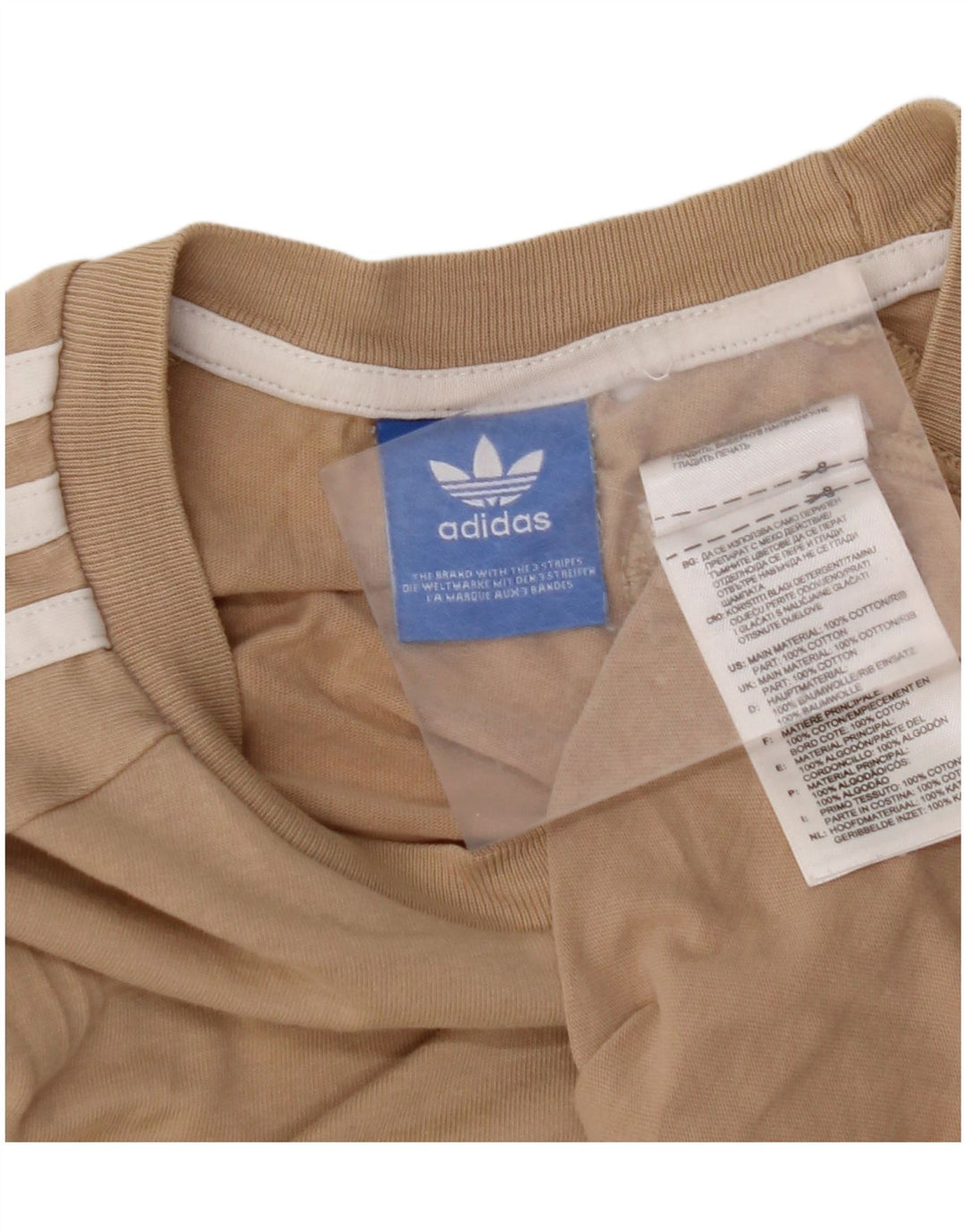 ADIDAS Tricou Femei Top UK 12 Medium Beige Bumbac