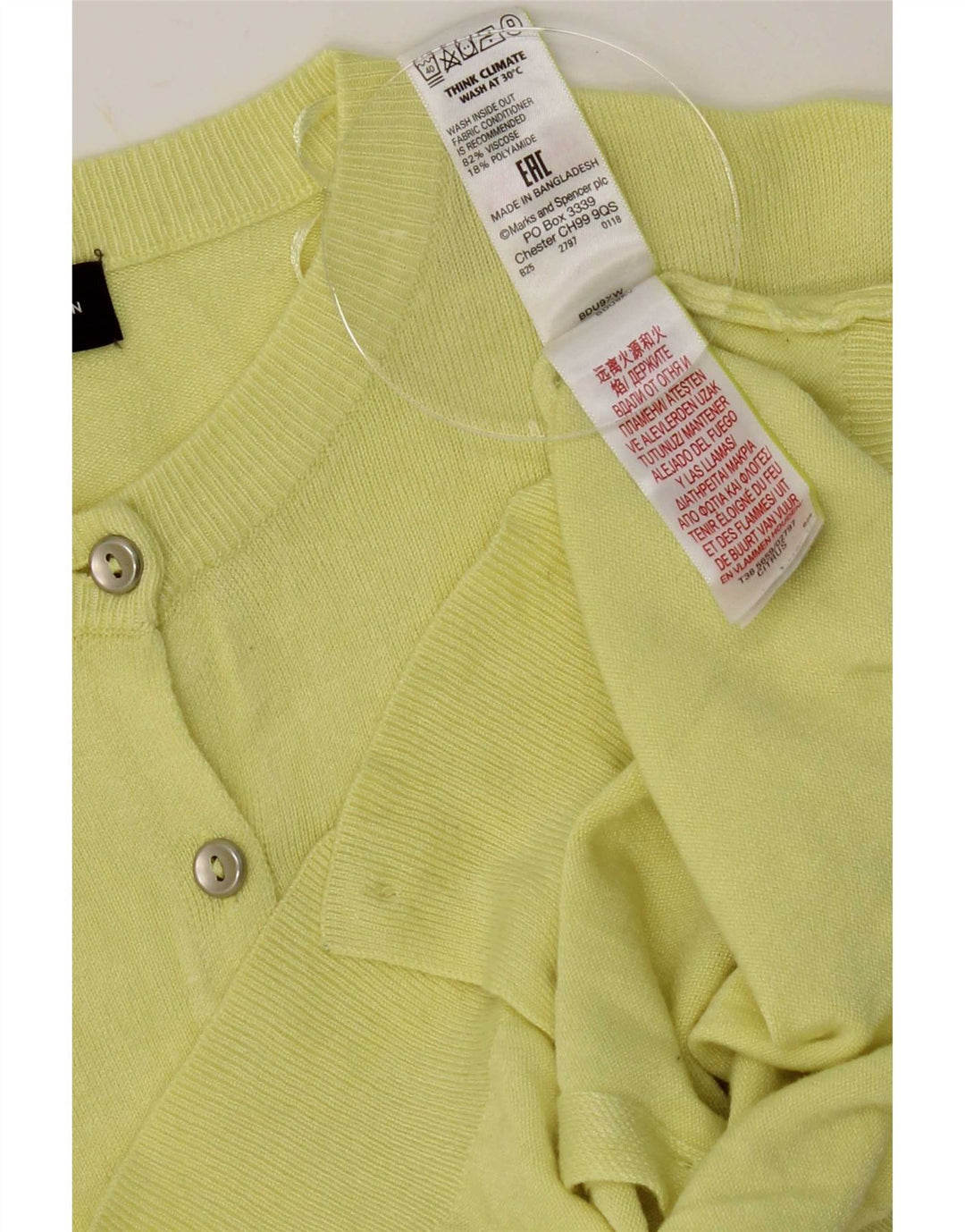 Pulover cardigan pentru femei Marks & Spencer UK 12, viscoză galbenă medie