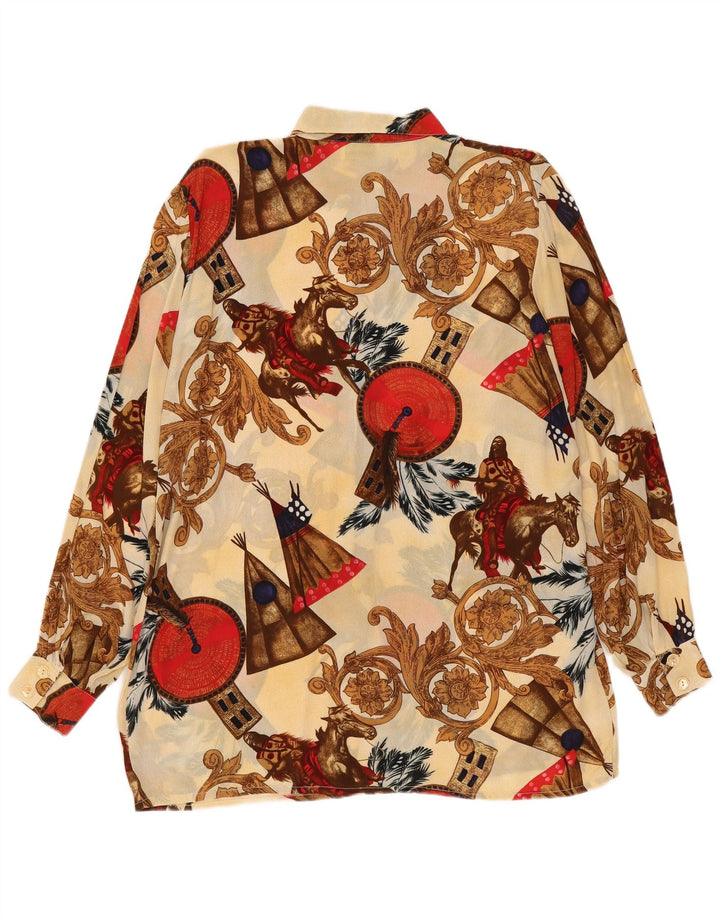 Bluză de cămașă Swish pentru femei cu paragate cu model abstract, UK 10 Mic Bej