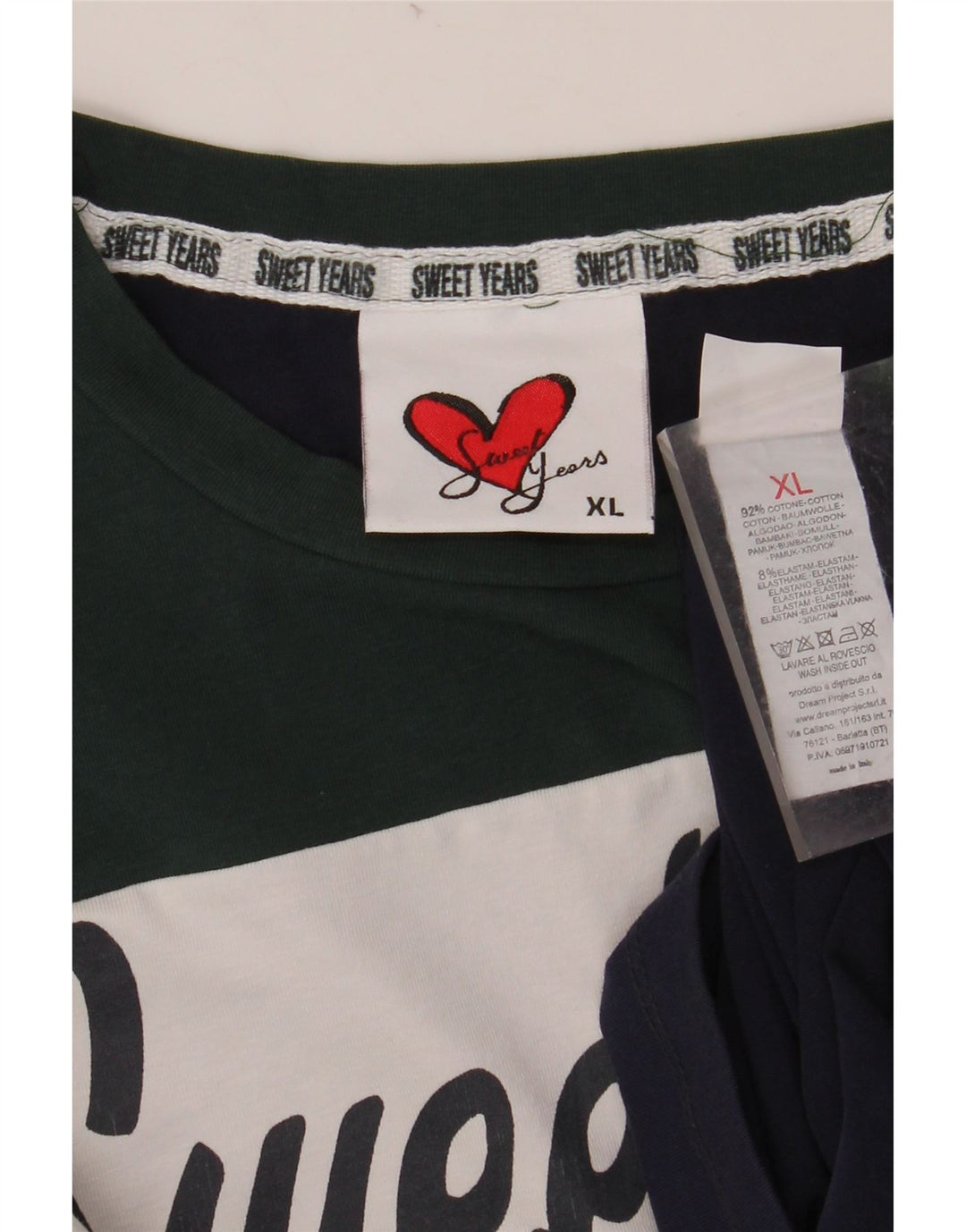 SWEET YEARS Top grafic pentru femei cu mânecă lungă UK 18 XL, albastru bleumarin, color block