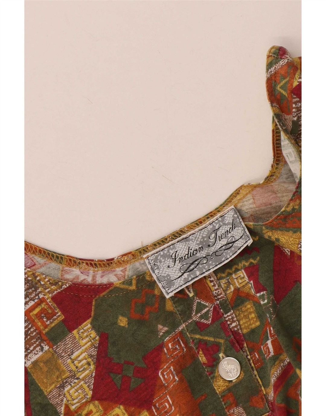 Top cu vestă vintage pentru femei UK 10 Small Multicolor Geometric