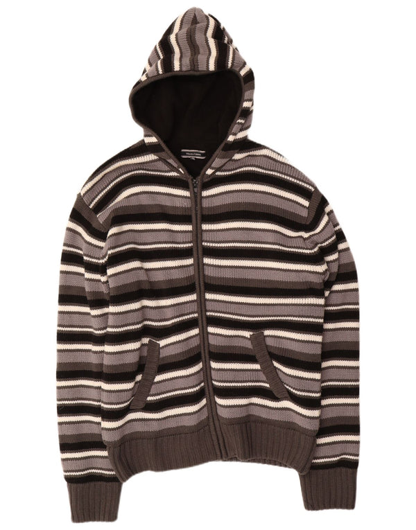 MAURO FERRINI Pulover cardigan cu glugă pentru bărbați, 2XL, cu dungi multicolore