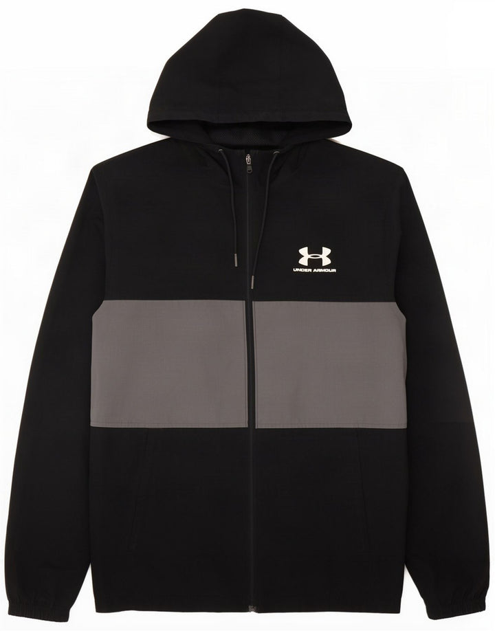 Under Armour Mens Hooded Trening Top Jacket Small Black Colorblock