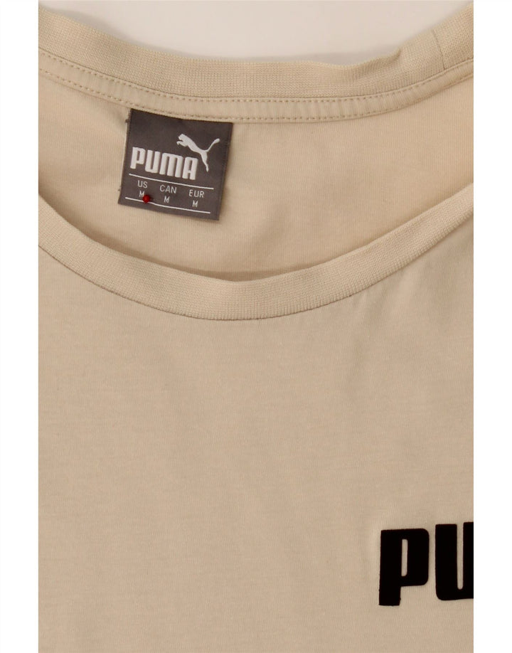 PUMA Mens Graphic T-Shirt Top Medium Beige Cotton Vintage Puma and Second-Hand Puma from Messina Hembry 