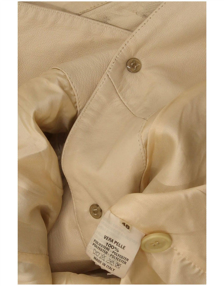 Jachetă vintage din piele cu 3 nasturi pentru femei IT 48 XL din piele bej