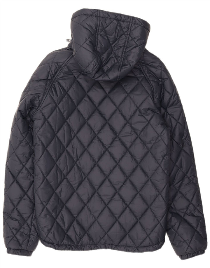 JACK WILLS Mens Hooded Quilted Jacket UK 36 Small Navy Blue Nylon