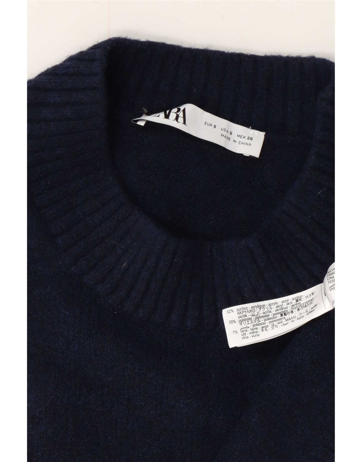 Pulover supradimensionat pentru femei Zara, cu decolteu triplu, UK 10 Mic, bleumarin