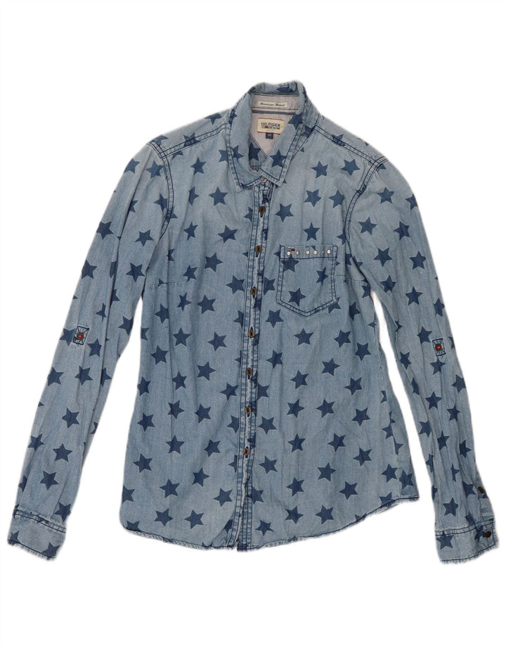 Cămașă din denim pentru femei cu model abstract Tommy Hilfiger UK 6 XS Albastru