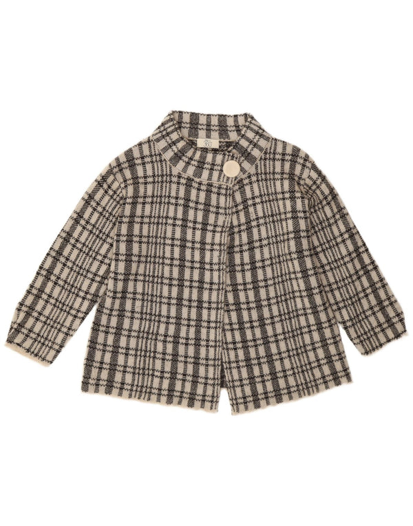 Pulover Cardigan Vintage pentru femei cu mâneci 3/4 UK 12 Medium Blue Check