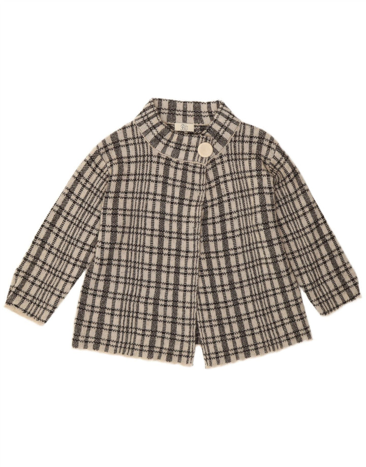 Pulover Cardigan Vintage pentru femei cu mâneci 3/4 UK 12 Medium Blue Check