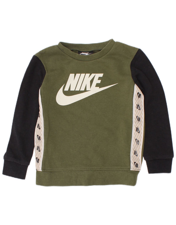 Pulover Nike pentru băieți grafic 2-3 ani, bumbac color bloc verde