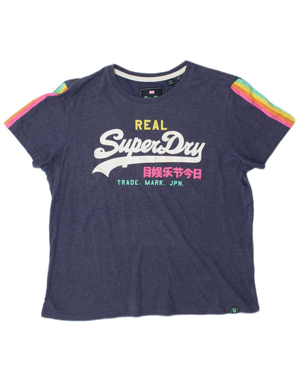 SUPERDRY Tricou cu grafic pentru femei Top UK 16 Mare Bumbac bleumarin