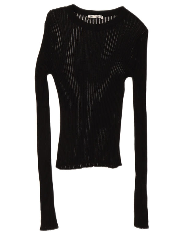 Top femeie Zara cu mânecă lungă UK 8 Small Negru