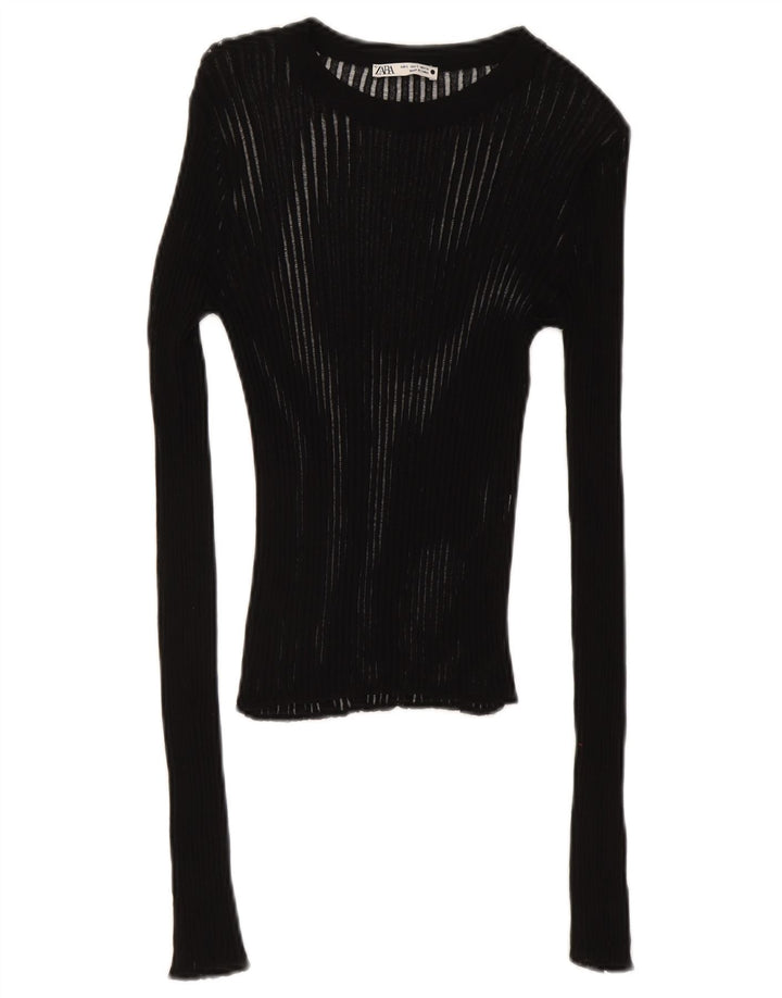 Top femeie Zara cu mânecă lungă UK 8 Small Negru