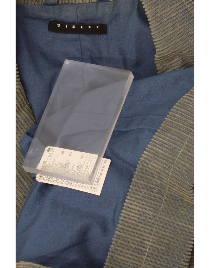 SISLEY Mens 2 Button Corduroy Blazer Jacket IT 48 Medium Grey Polyester Vintage Sisley and Second-Hand Sisley from Messina Hembry 