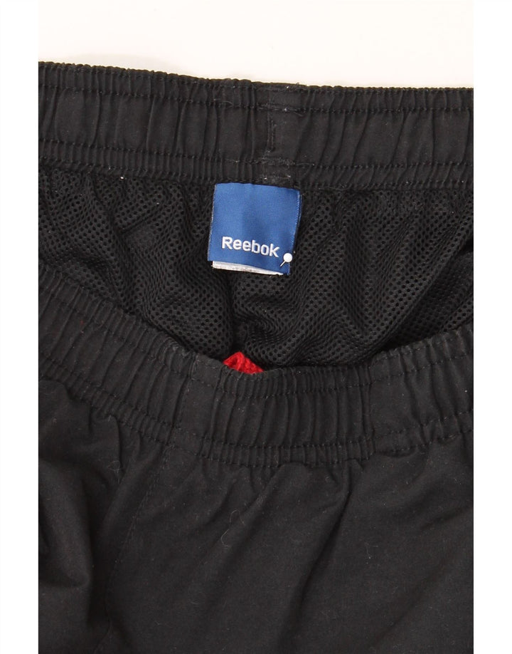 REEBOK Mens Graphic Tracksuit Trousers Large  Black Polyester Vintage Reebok and Second-Hand Reebok from Messina Hembry 