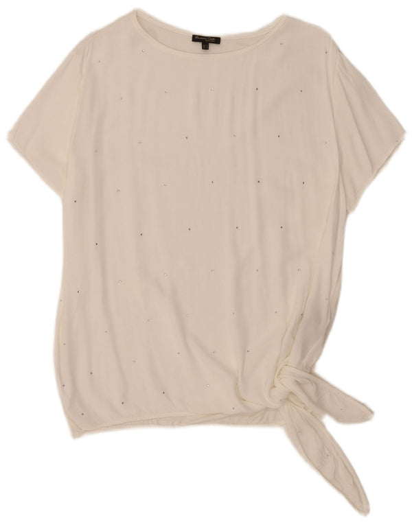 Massimo Dutti Womens Blouse Top UK 18 XL White Viscose