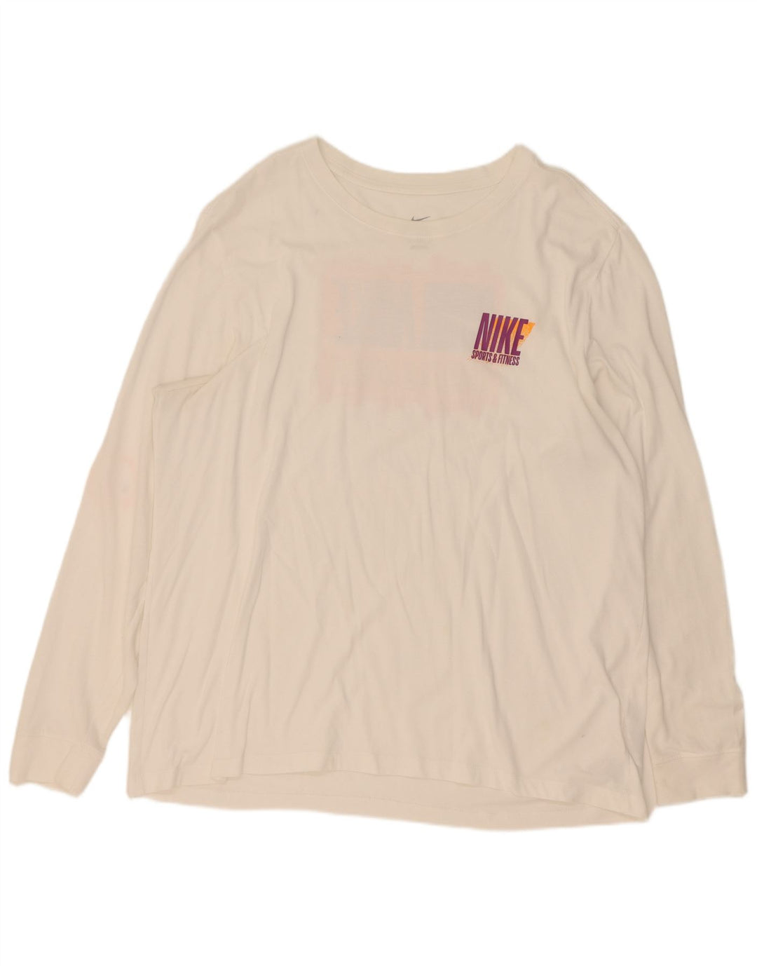 Nike Dri Fit Graphic Top cu mânecă lungă, 2XL, bumbac alb