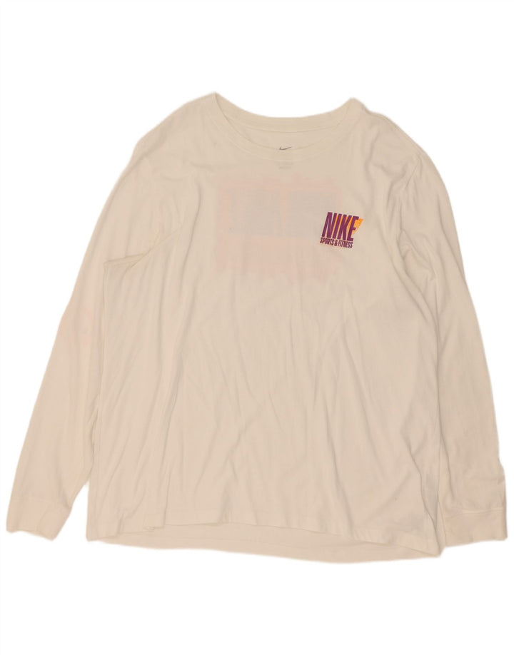 Nike Dri Fit Graphic Top cu mânecă lungă, 2XL, bumbac alb