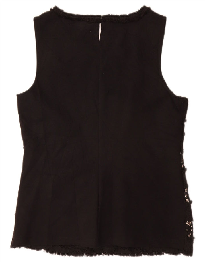 Bluză fără mâneci pentru femei J. CREW UK 10 Small Black Floral Viscose