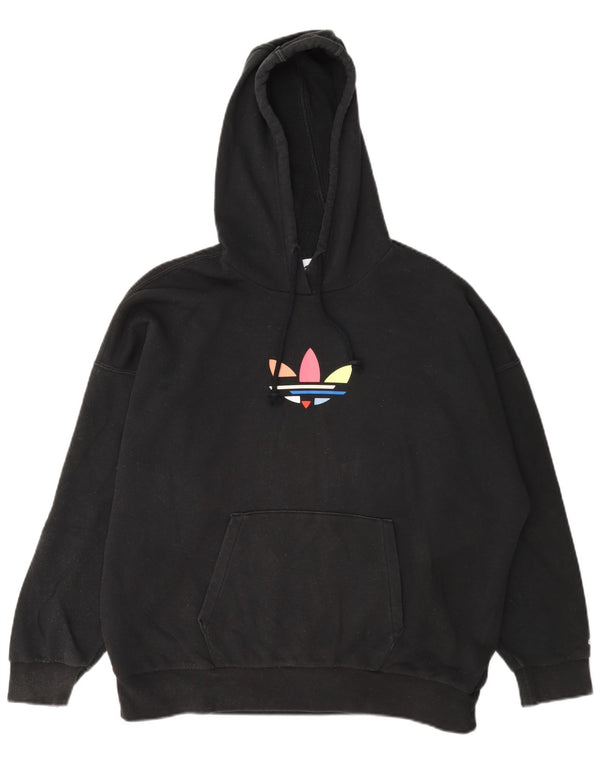 Pulover cu glugă supradimensionat cu grafic Adidas pentru femei UK 4 XS bumbac negru