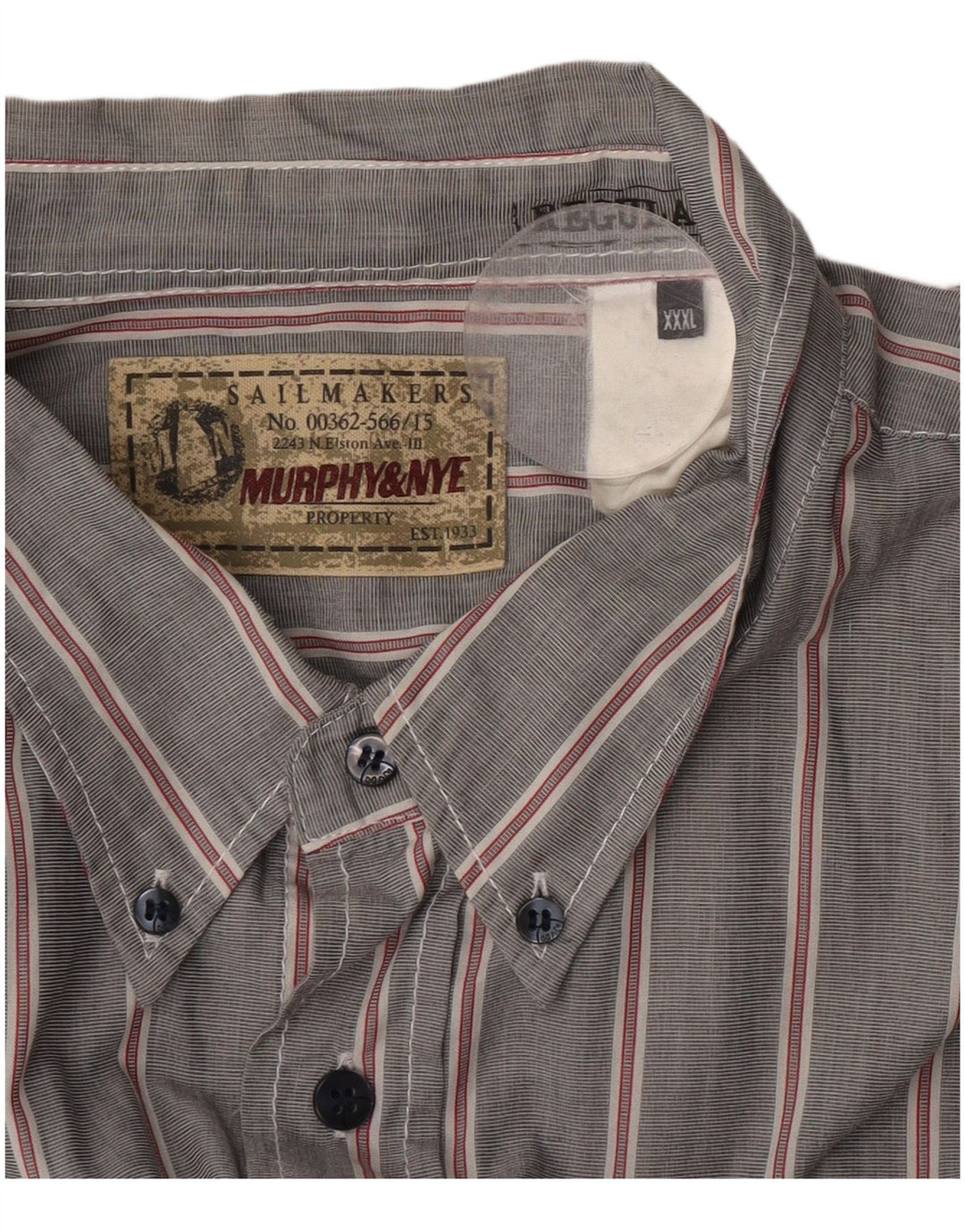 Cămașă Murphy & Nye Sailmakers pentru bărbați, cu tăiere obișnuită, 3XL, gri cu dungi