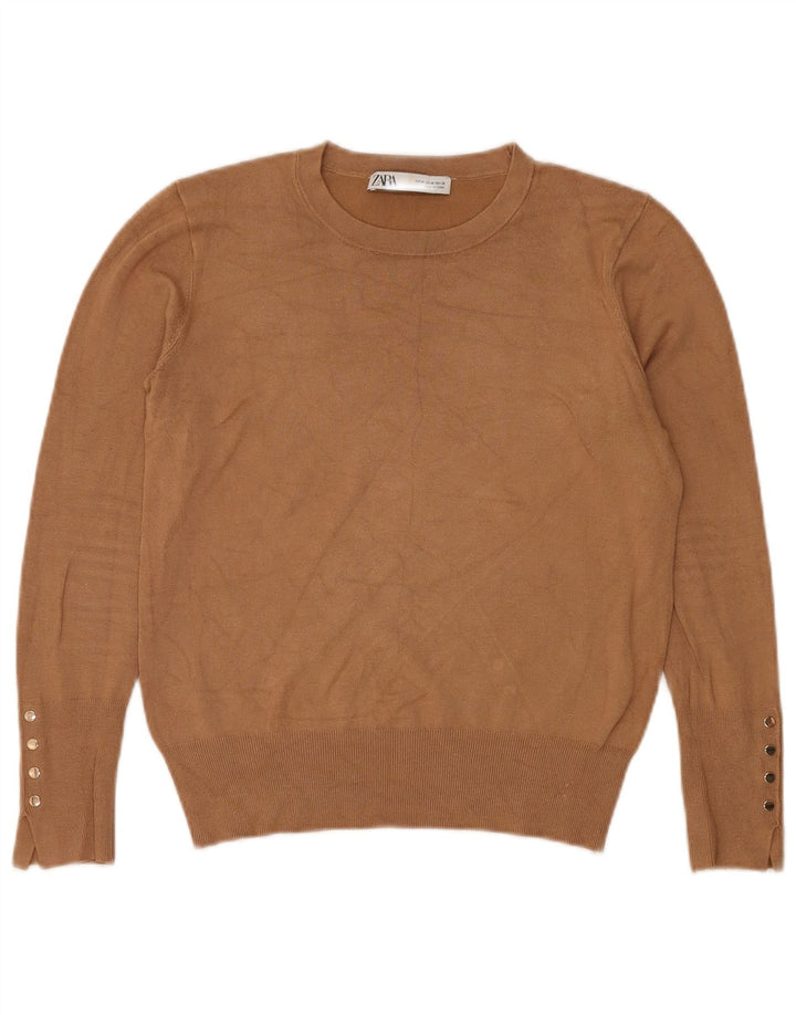 Pulover pentru damă Zara, cu gât turnut, maro mediu, UK 14
