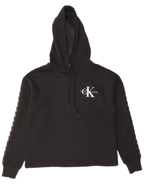Calvin Klein Jeans Pulover supradimensionat cu capota pentru femei UK 6 XS Negru