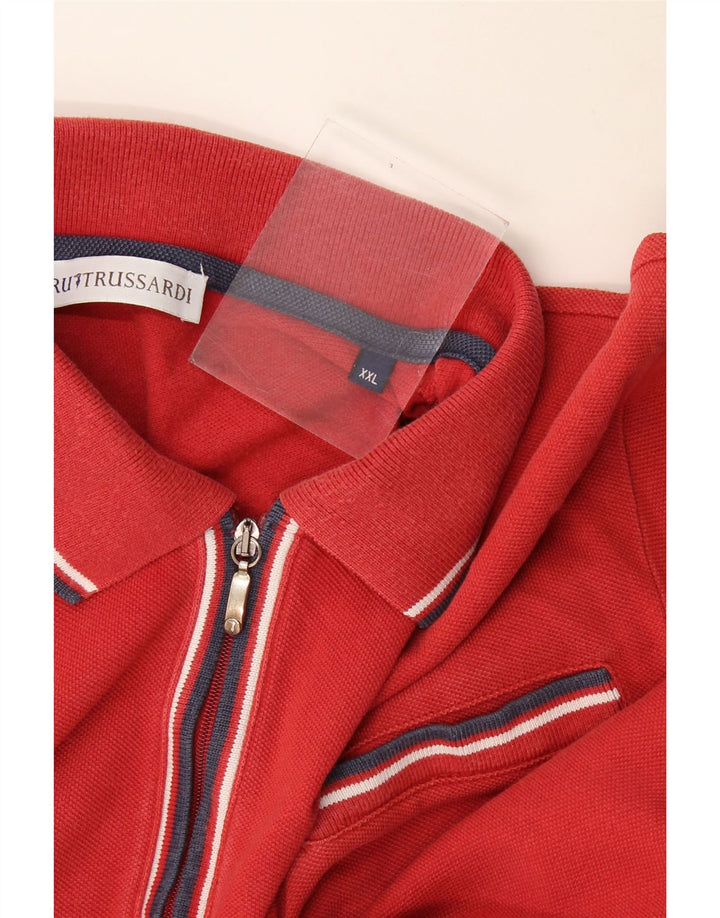 Tricou polo Trussardi pentru bărbați 2XL cu dungi roșii