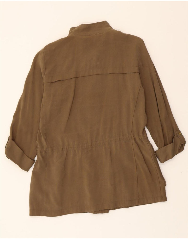 ZARA Womens 3/4 Sleeve Bomber Jacket UK 10 Small Khaki Viscose Vintage Zara and Second-Hand Zara from Messina Hembry 