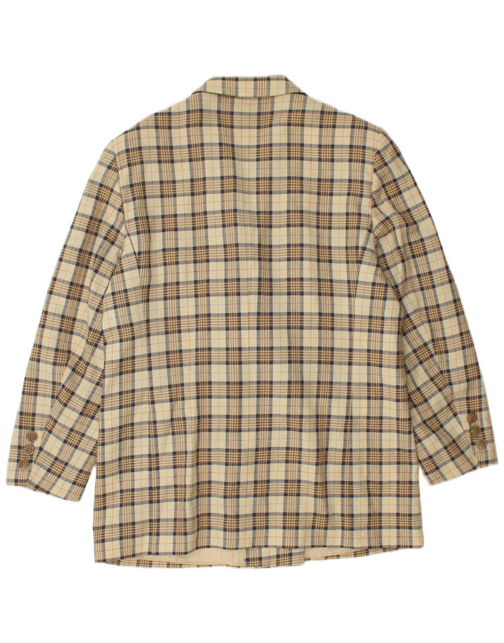 Jachetă pentru femei DELMOD Blazer dublu piept UK 14 Medium Beige Check Lână