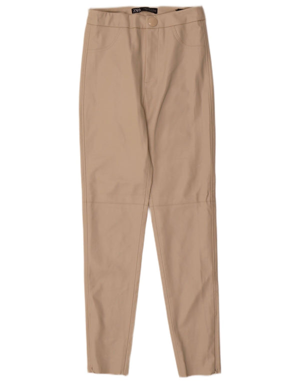 Leggings din piele artificială pentru femei Zara XS W24 L27 poliuretan bej