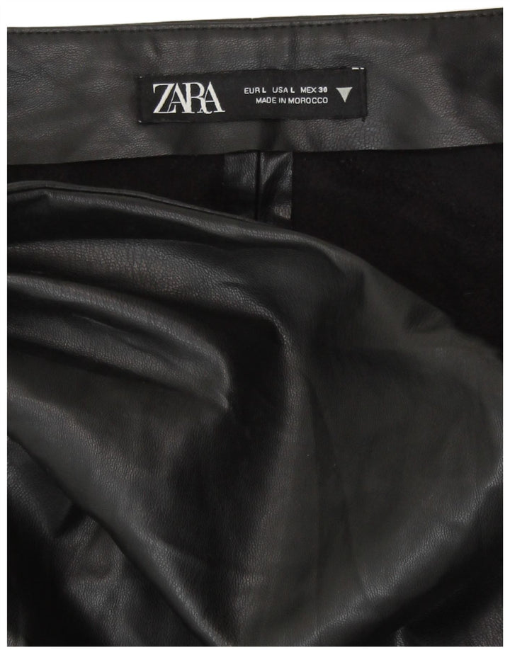 Fusta mini din piele artificială pentru femei Zara, mare W30, poliuretan negru