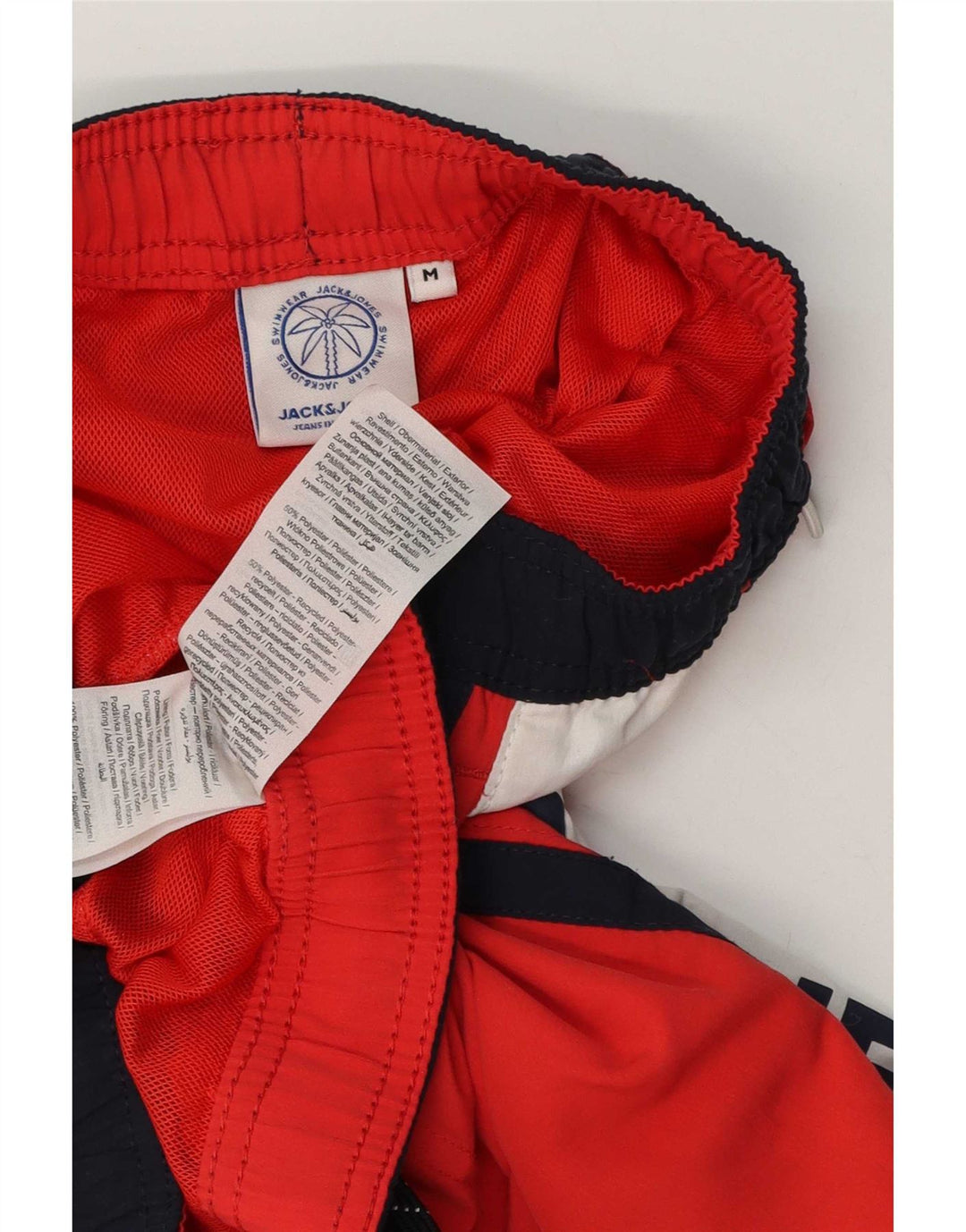 Pantaloni scurți de înot cu grafică Jack & Jones pentru bărbați, roșu mediu, poliester color bloc