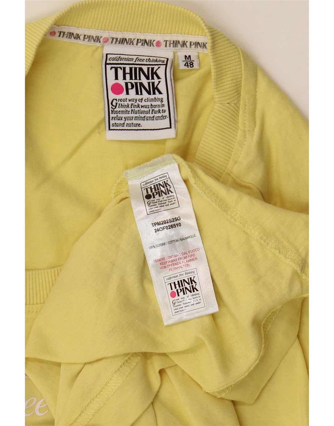 Tricou grafic pentru bărbați Think Pink Top IT 48 Bumbac galben mediu