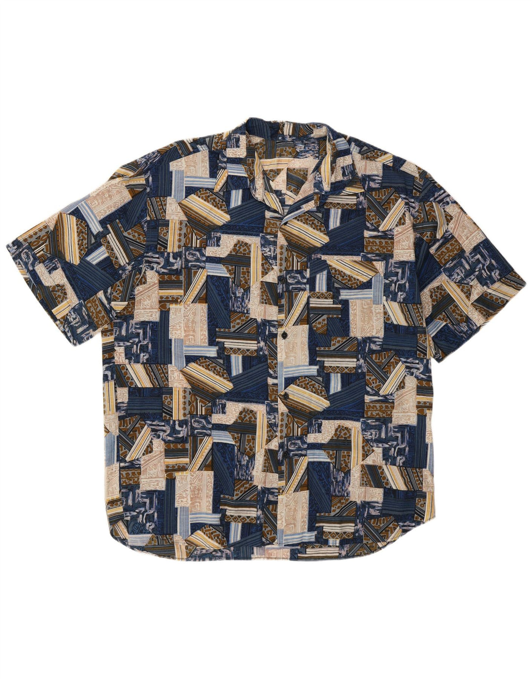 Cămașă Vintage pentru bărbați cu mânecă scurtă XL albastru mozaic